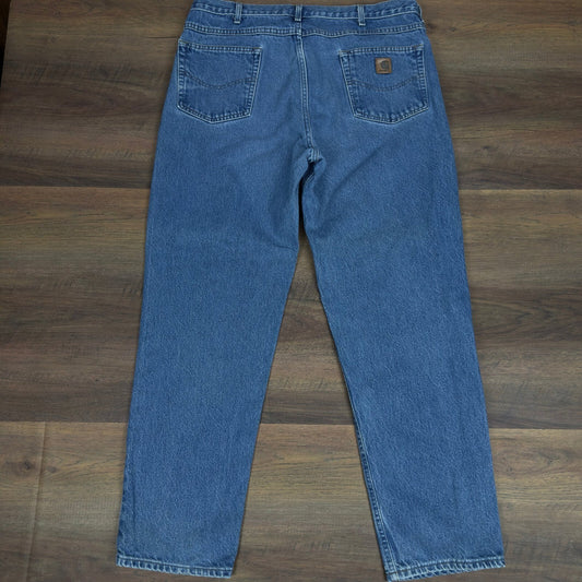 Carhartt Mens Relaxed Fit Blue Jeans Medium Wash 37x31