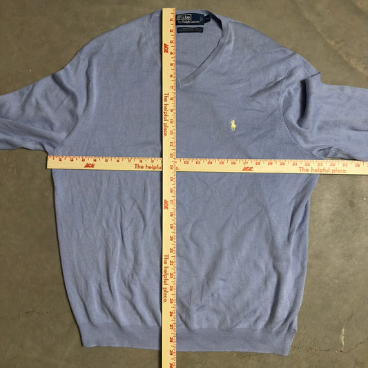 Polo Ralph Lauren Pima V Neck Sweater Mens XL Blue