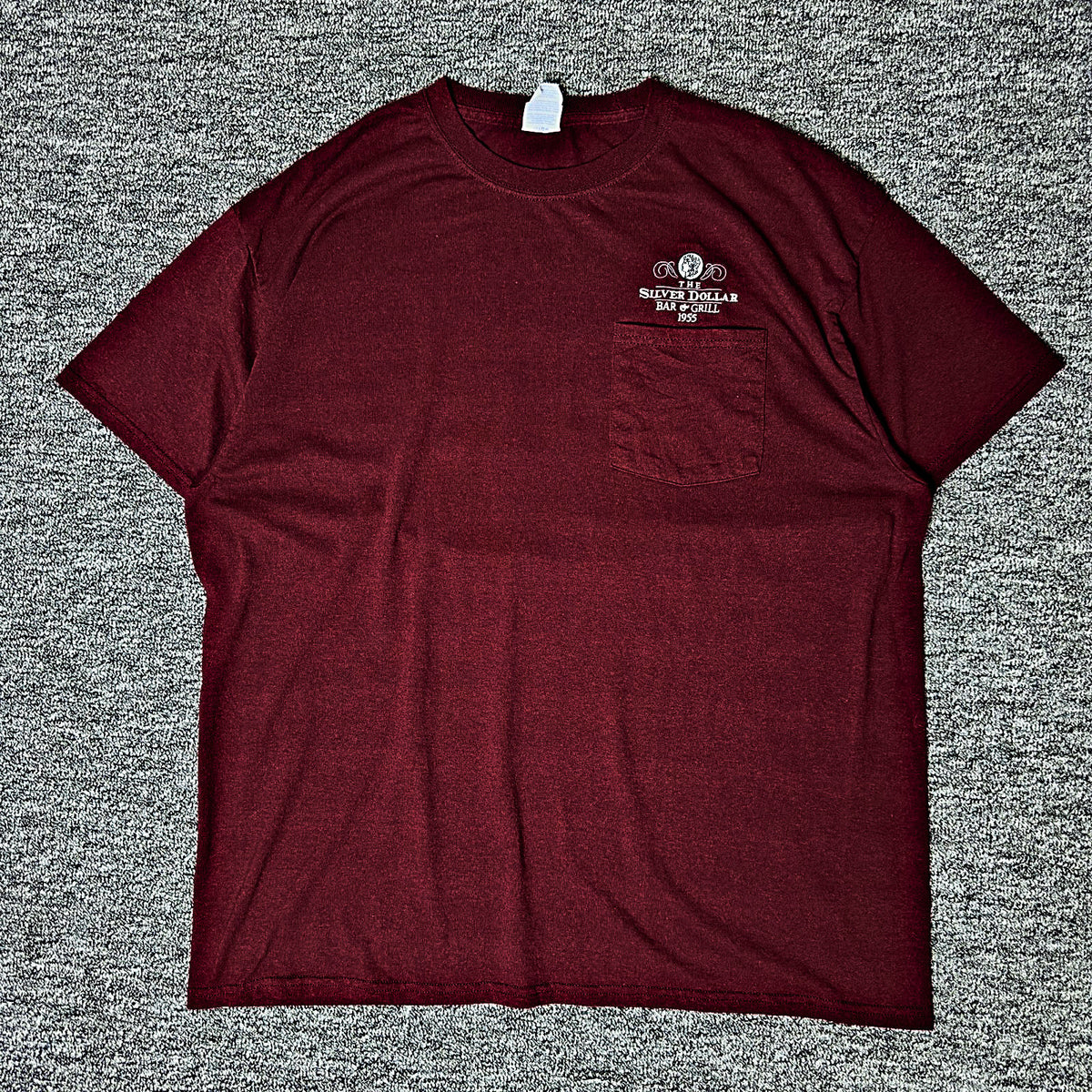Port & Company Silver Dollar Pocket Tee Mens XL Maroon