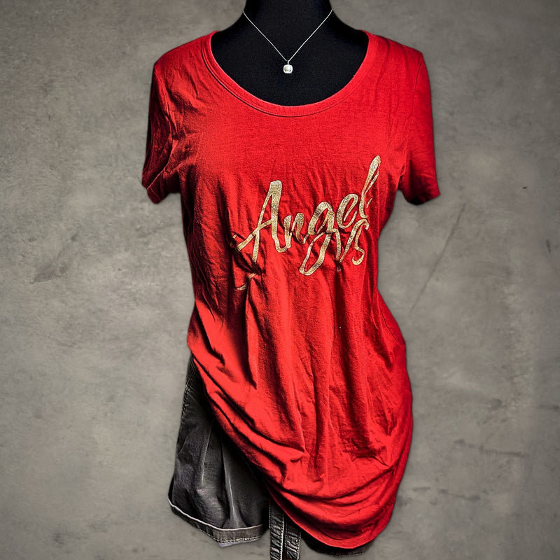 Victoria's Secret Angel Glitter Graphic Tee Womens L Red