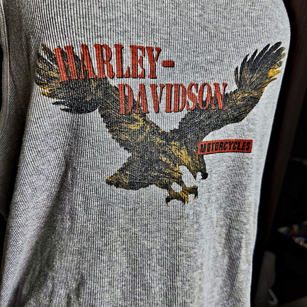 Harley-Davidson Eagle Ribbed Tank Top Womens XL Gray Biker