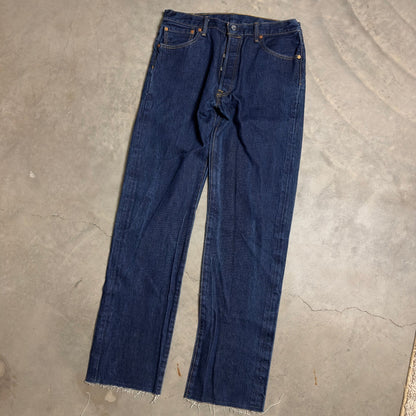 Levi's 501 Original Fit Jeans Mens 36x31 Indigo Blue Raw Hem Baggy Streetwear