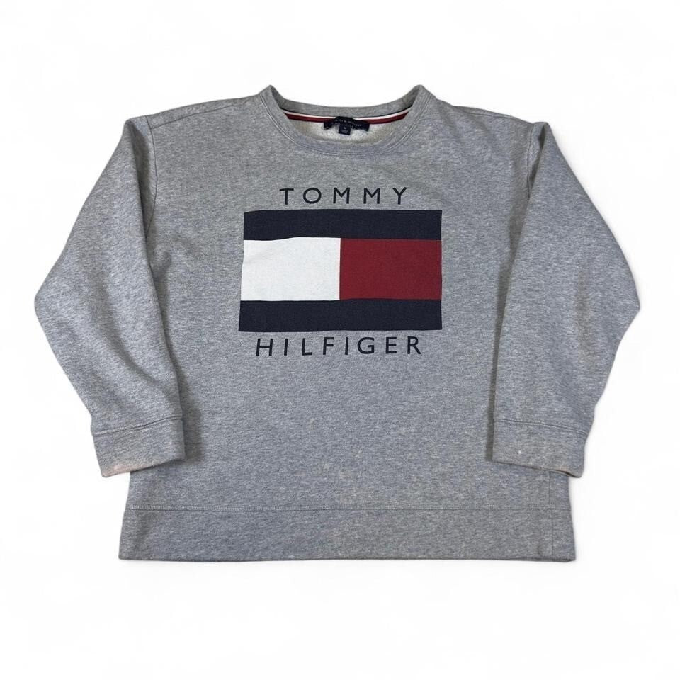 Tommy Hilfiger Sweatshirt Mens M Grey Cotton Logo Pullover