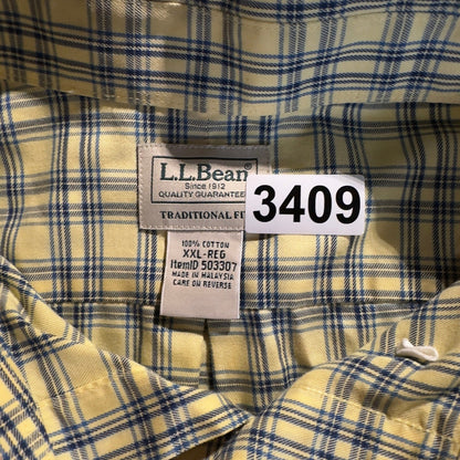 L.L. Bean Plaid Button Down Shirt Mens XXL Yellow Traditional Fit Heritage