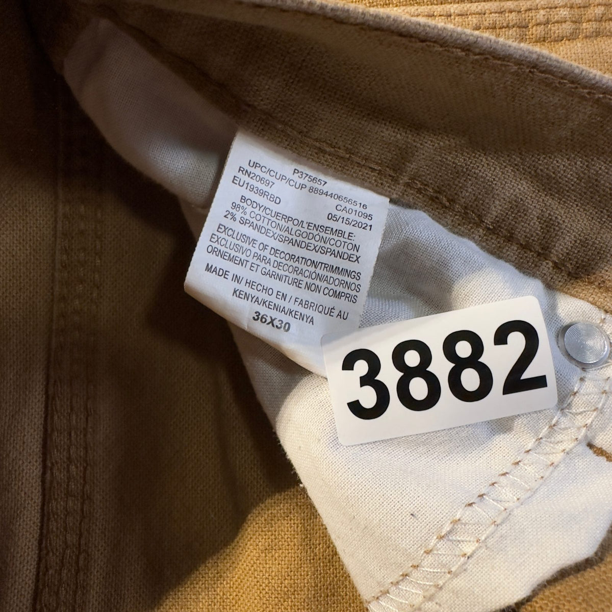 Dickies Carpenter Pants Mens 36x30 Brown Stretch