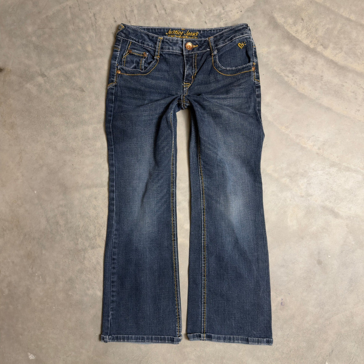 Justice Jeans Bootcut Denim Pants Girl 10.5 Slim Blue Y2K