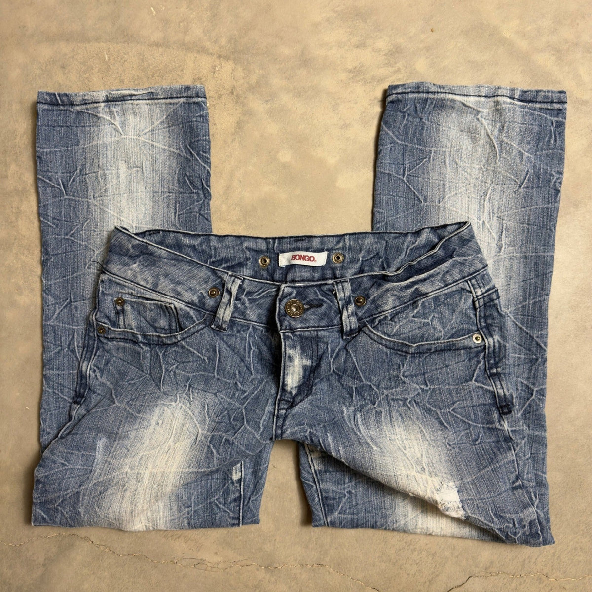 Vintage Bongo Distressed Crinkle Wash Capris Womens 5 Y2K