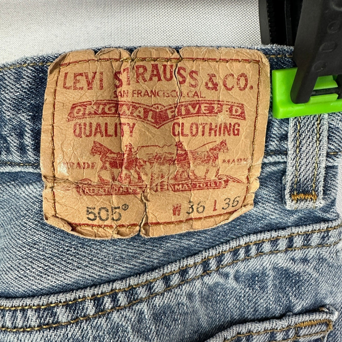 Levi's 505 Regular Fit Jeans Mens 36x36 Light Wash Baggy