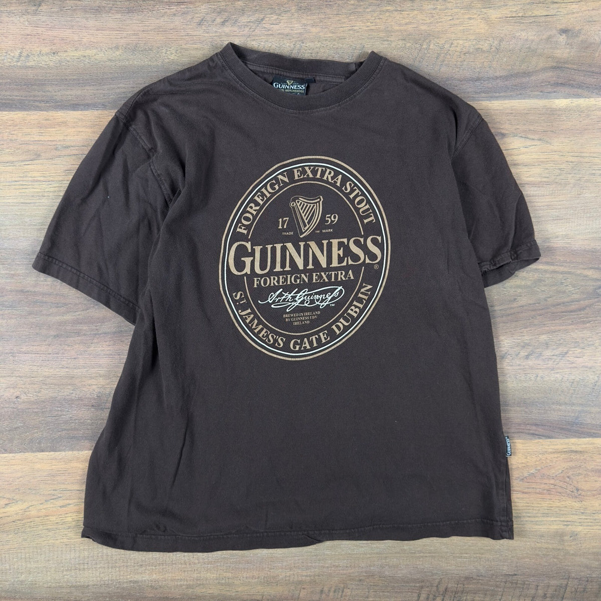 Guinness Foreign Extra Stout T-Shirt Mens XL Brown Graphic