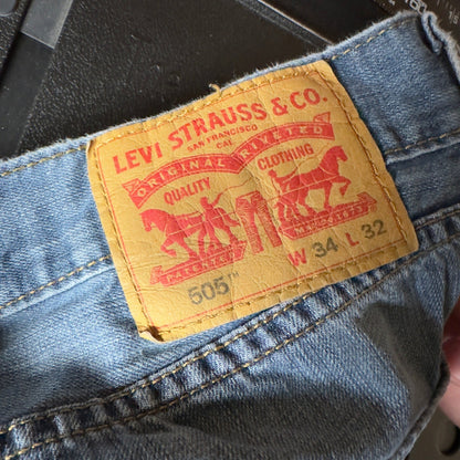 Levis 505 Regular Fit Jeans Mens 34x32 Medium Wash Baggy