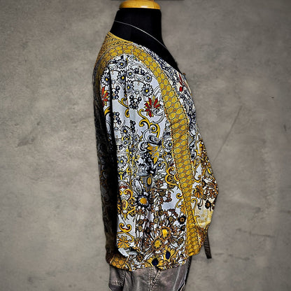 World Unity Boho Floral Crochet Back Blouse Womens S Yellow