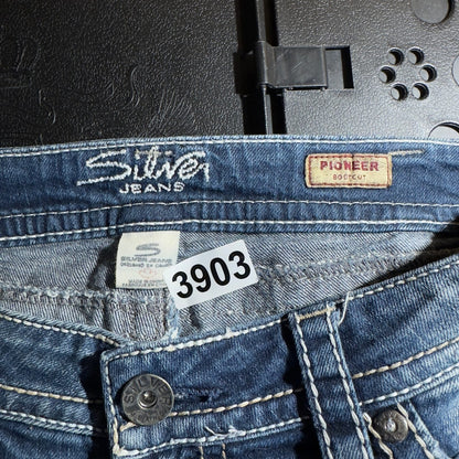 Silver Jeans Pioneer Bootcut Womens 30 Distressed Dark Wash