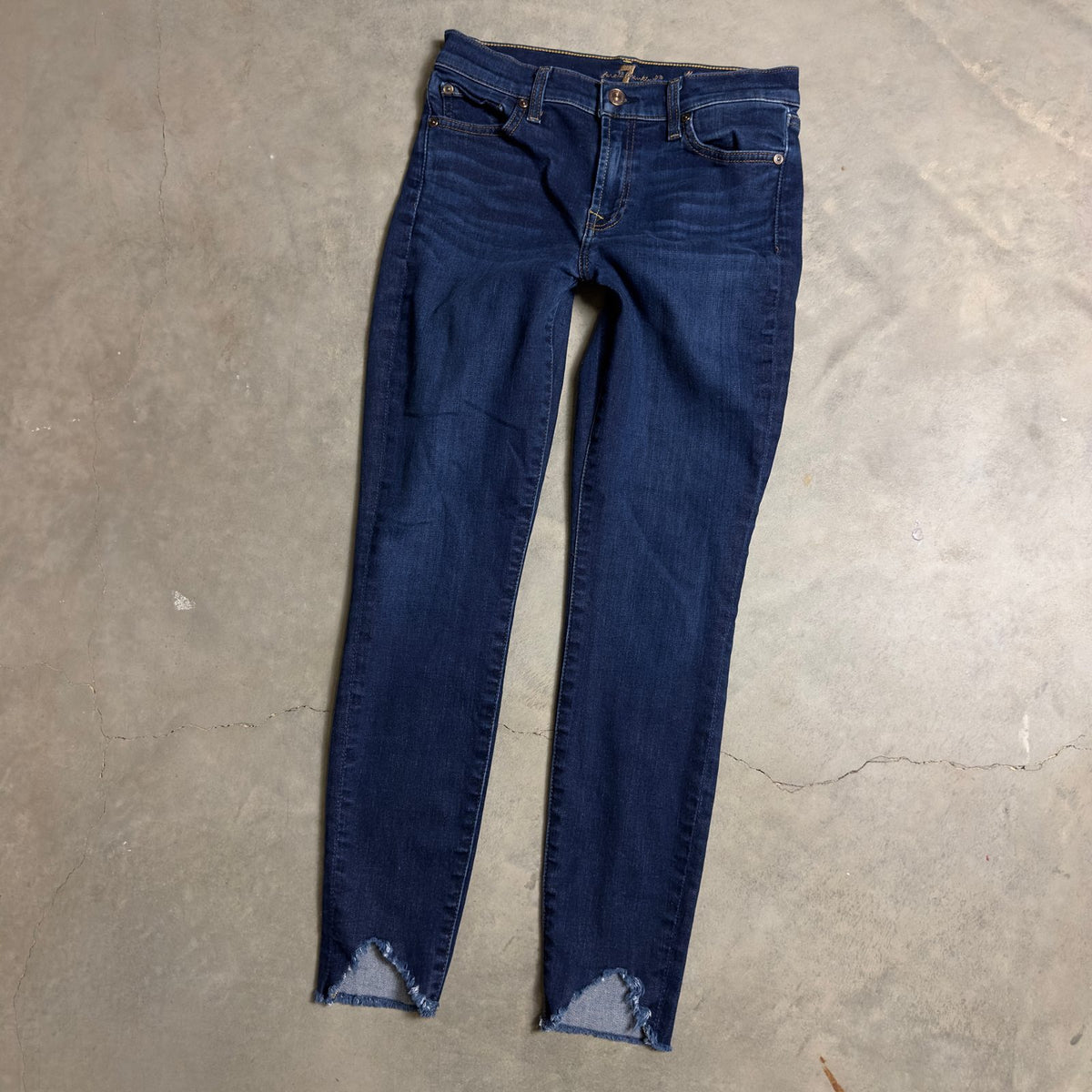7FAM The Ankle Skinny Jeans Womens 27 Dark Wash