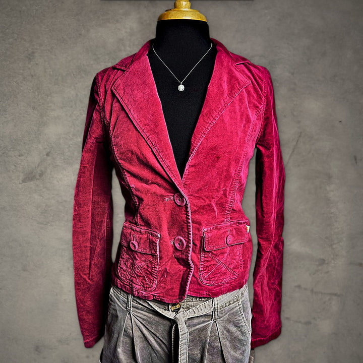 Hollister Velveteen Blazer Jacket Womens L Hot Pink
