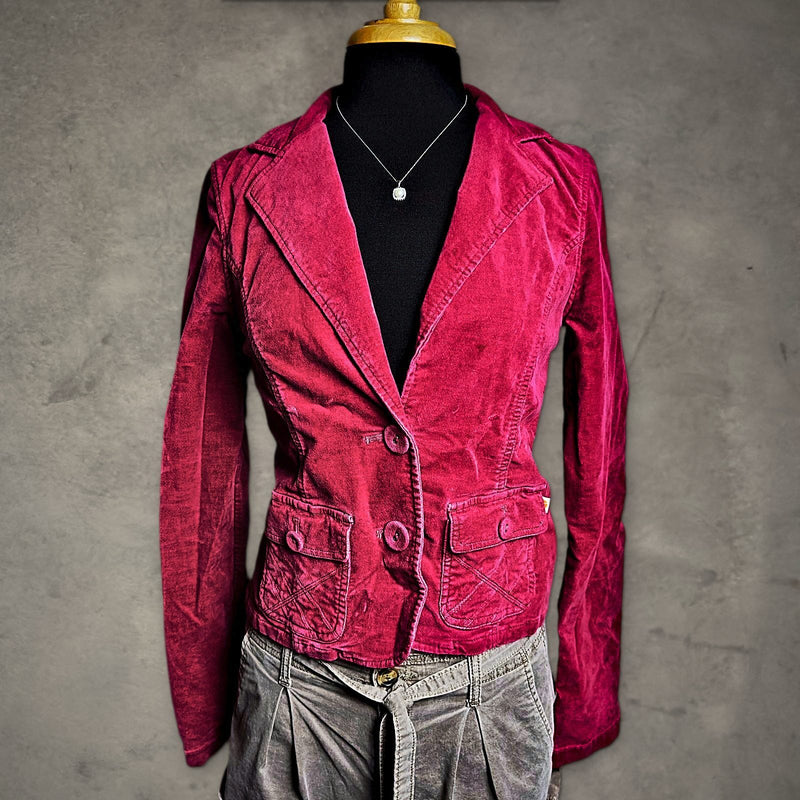 Hollister Velveteen Blazer Jacket Womens L Hot Pink