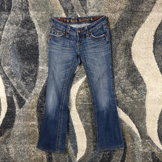Rock Revival Deborah Bootcut Jeans Womens 28 Blue Low Rise