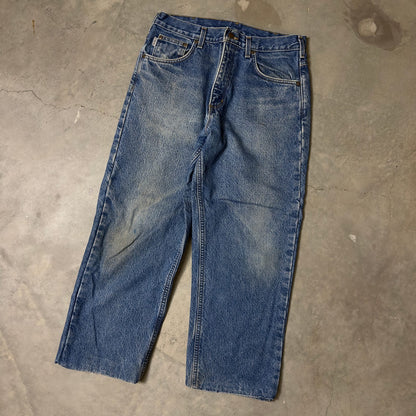 Carhartt Flannel Lined Denim Jeans Mens Straight Leg Blue