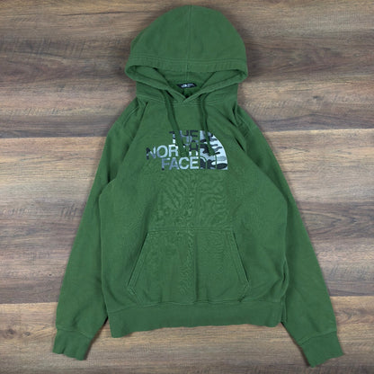 The North Face Mens Green Camo Logo Pullover Hoodie Sweatshirt Size Medium
