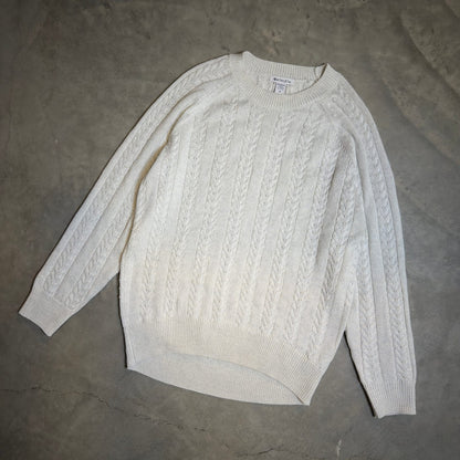 Athleta Crossroads Crew Sweater Womens M Cream Cable Knit