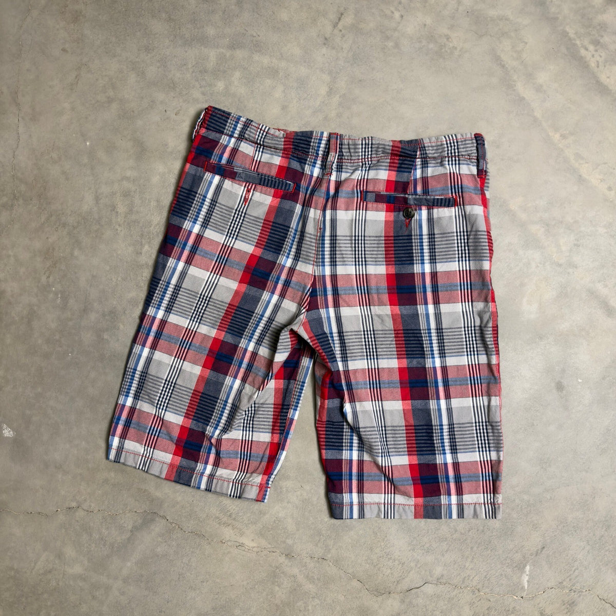 Vintage Arizona Jean Co Plaid Shorts Boys 18 Husky Red White