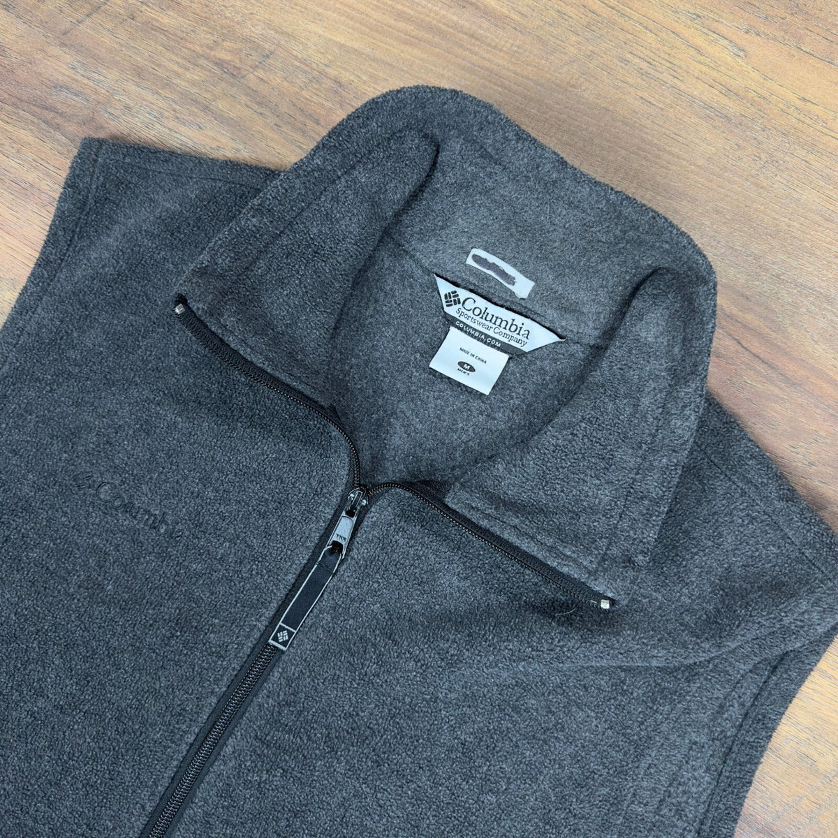 Columbia Mens Fleece Vest Charcoal Gray Full Zip Medium