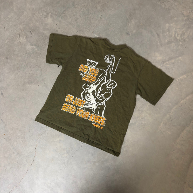 Vintage AND1 Basketball Graphic TShirt Boys L Olive 90s