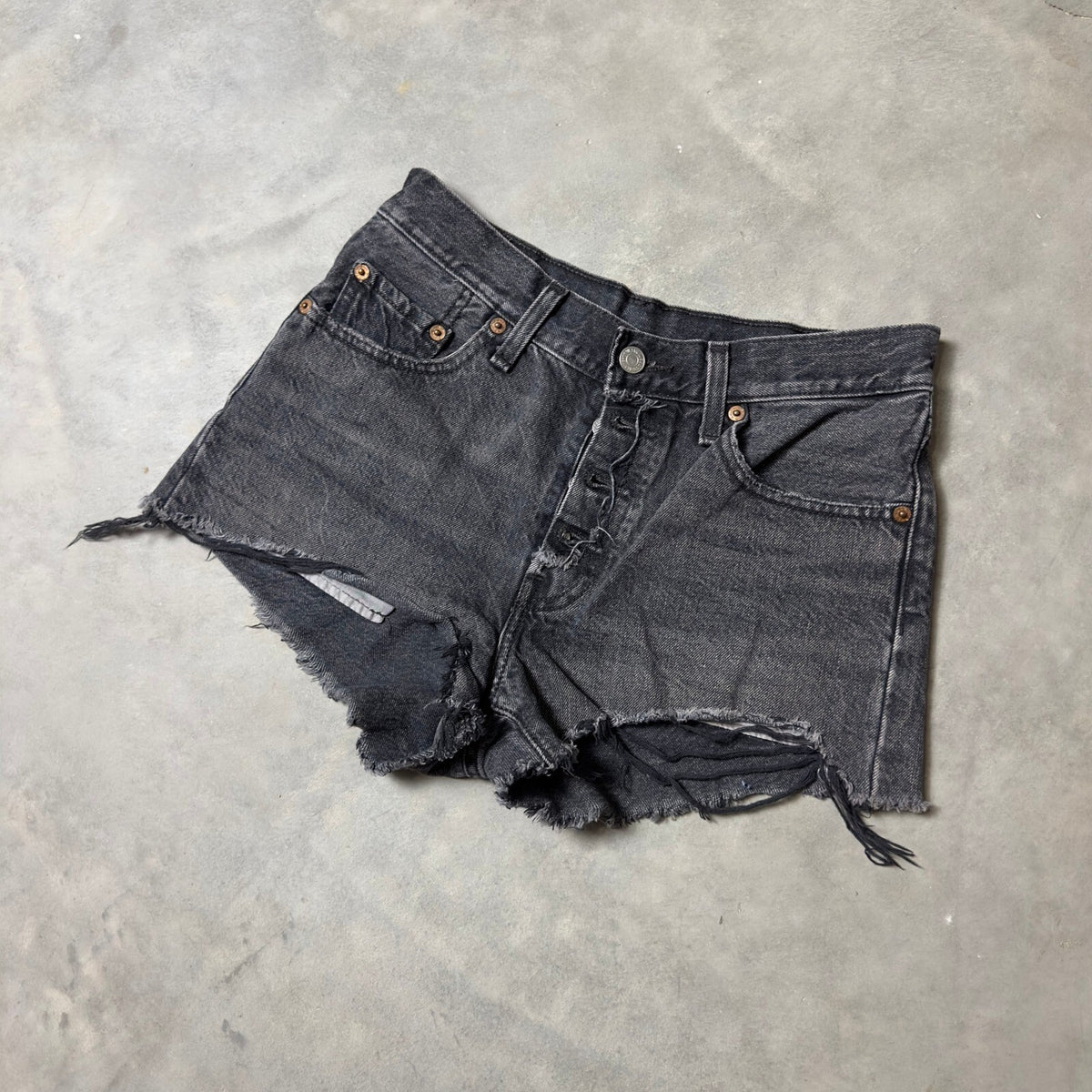 Levi's 501 Original Denim Cut Off Shorts Womens W25 Black