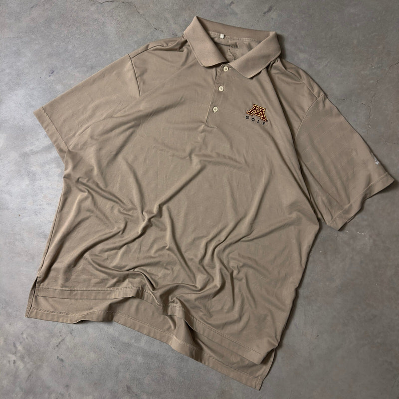 Adidas Golf Polo Shirt Mens XL Tan Minnesota Gophers