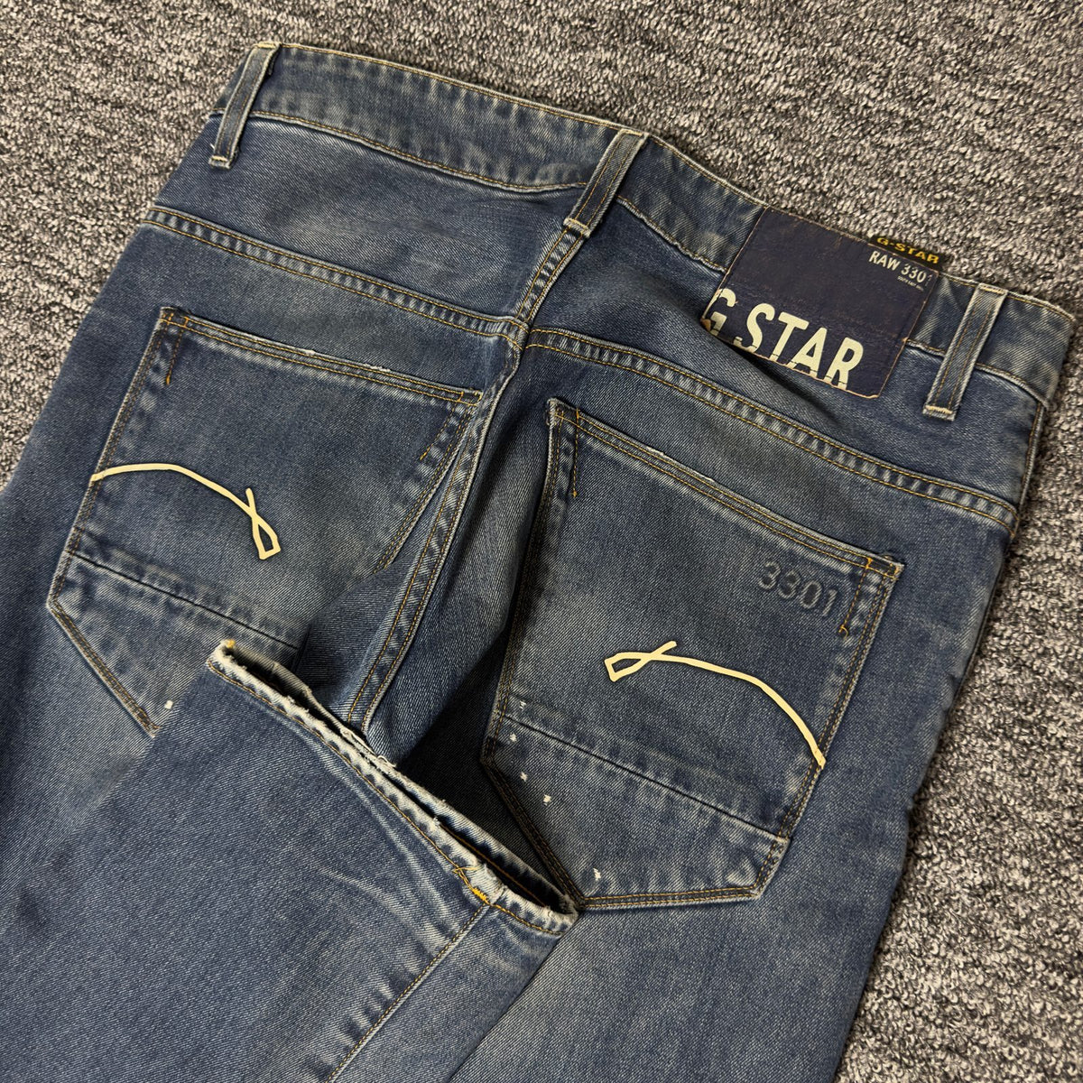 G-Star Raw Morris Low Straight Jeans Mens 30x32 Blue Faded