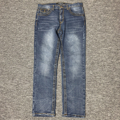 True Luck Mens Jeans 32x32 Dark Wash Western Straight Y2K