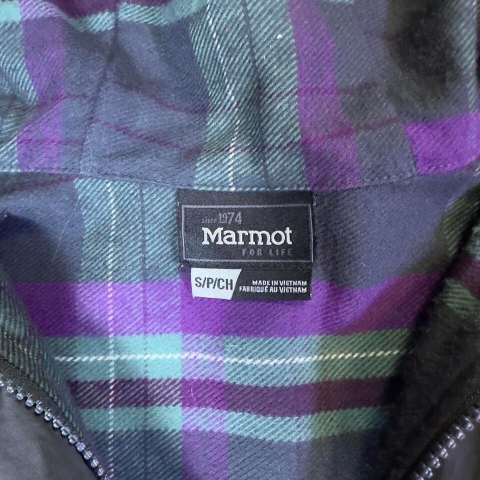 Marmot Lined Hooded Jacket Womens S Plaid Outdoor Utility