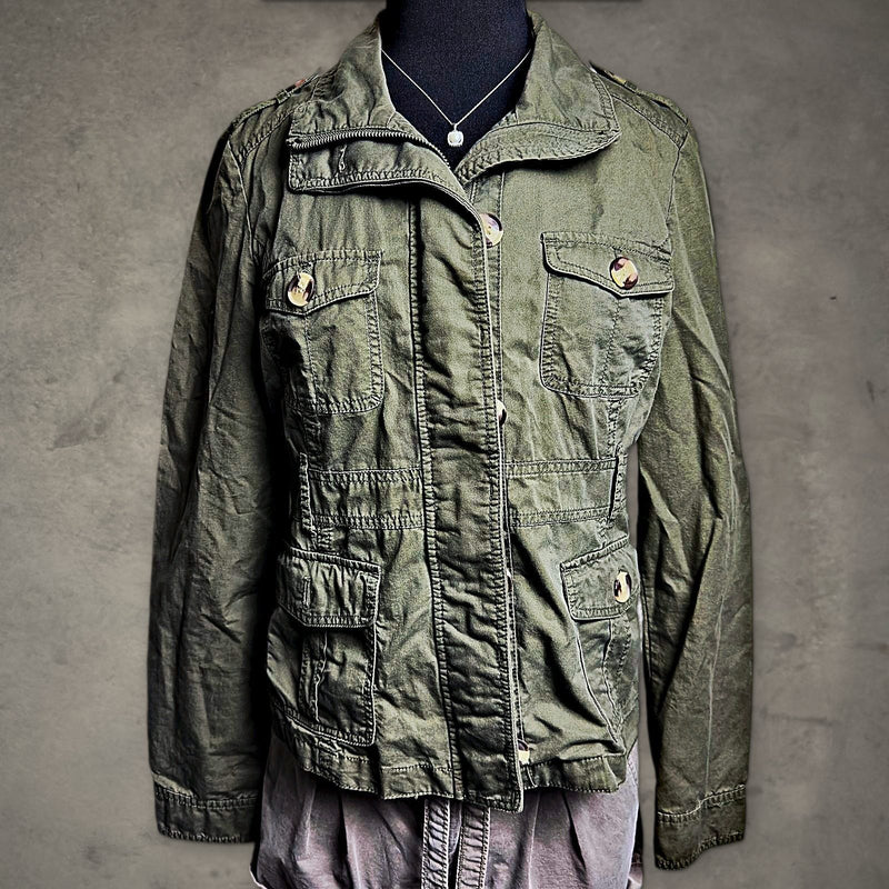 Arizona Jean Company Utility Jacket Womens L Olive Green