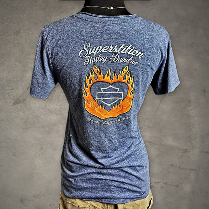 Harley-Davidson V-Neck Tee Womens M Blue Apache Junction
