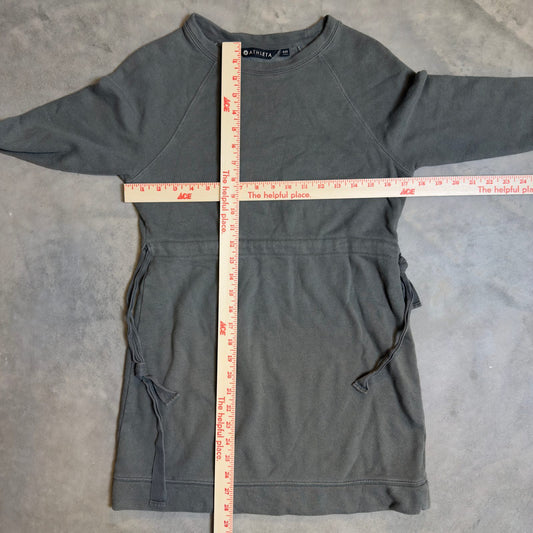 Athleta Sweatshirt Tunic Dress Womens XXS Gray Tie Waist