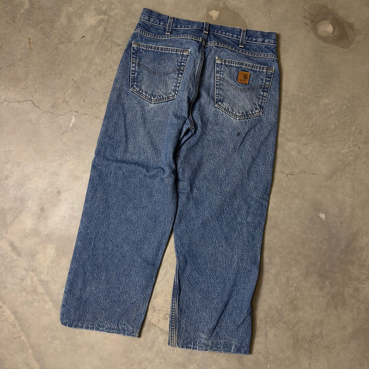 Carhartt Flannel Lined Denim Jeans Mens Straight Leg Blue