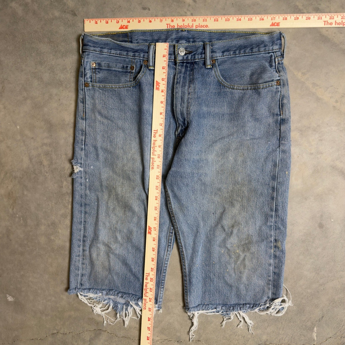 Levis 505 Cut Off Shorts Mens 36 Blue Baggy Grunge