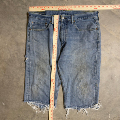 Levis 505 Cut Off Shorts Mens 36 Blue Baggy Grunge