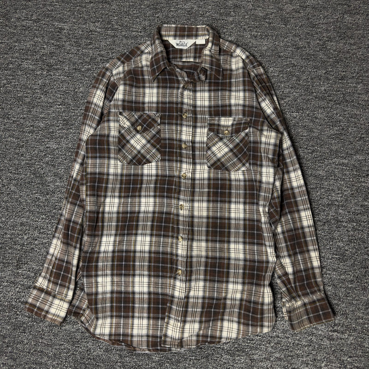 Woolrich Plaid Flannel Shirt Mens Brown Classic Workwear