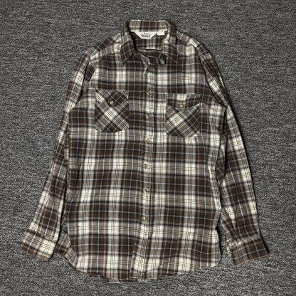 Woolrich Plaid Flannel Shirt Mens Brown Classic Workwear