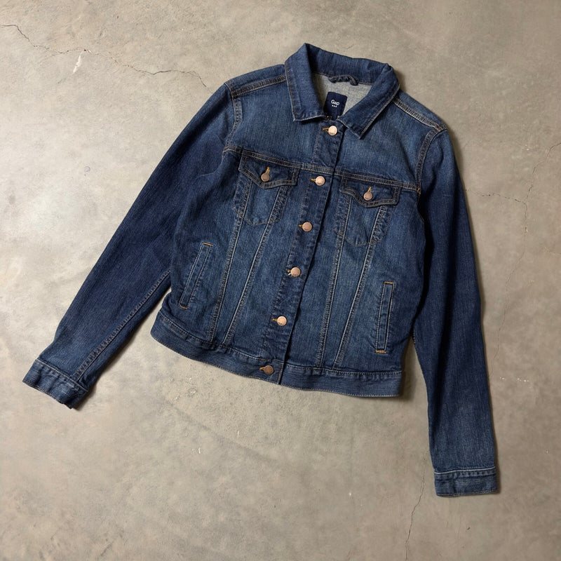 Gap Denim Trucker Jacket Womens Size S Blue Classic Heritage Minimalist