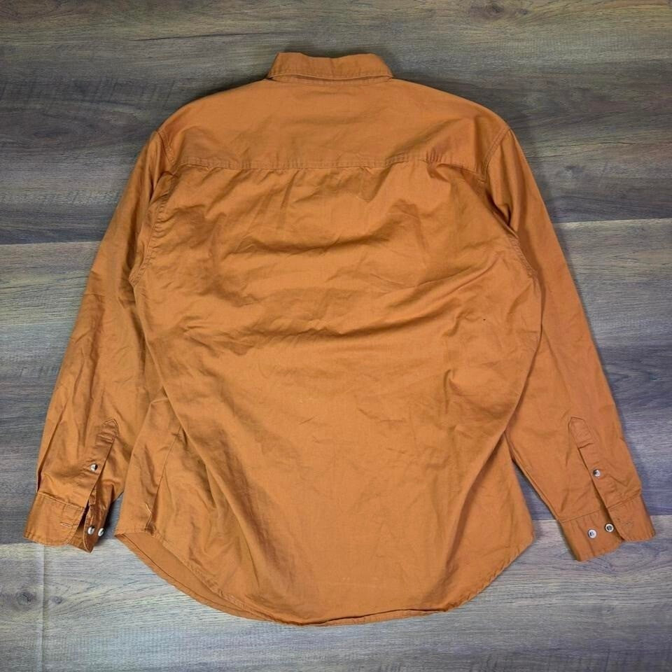 Garno's Ranch Embroidered Button Down Shirt Men XL Orange Workwear