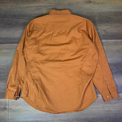 Garno's Ranch Embroidered Button Down Shirt Men XL Orange Workwear