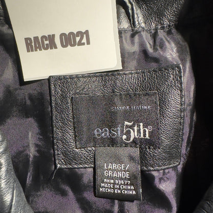 East 5th Leather Jacket Womens Large Black Moto Grunge Minimalist Streetwear