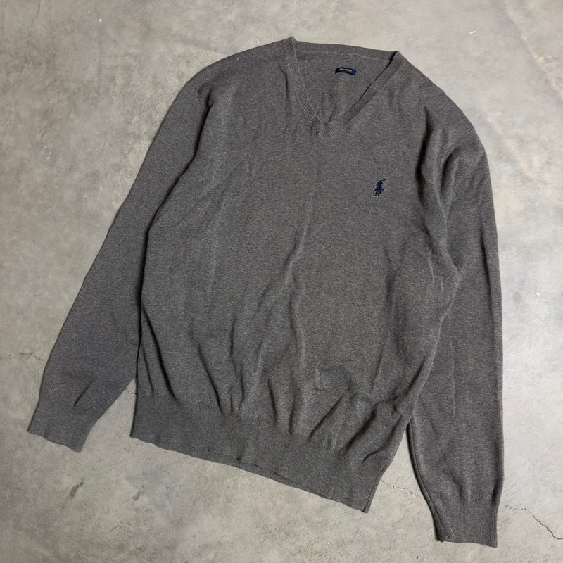 Polo Ralph Lauren Gray V Neck Sweater Pima Cotton