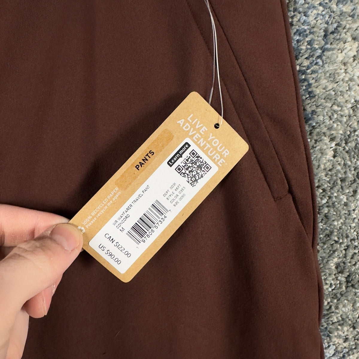 NWT Eddie Bauer Wayfarer Barrel Pants Womens M Concord Brown
