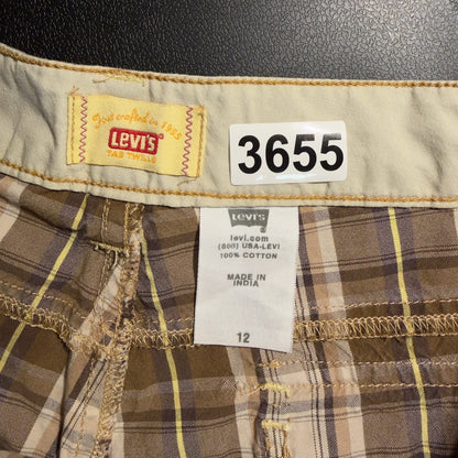Levis Plaid Shorts Womens 12 Brown Cotton