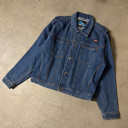 Tri-Mountain Denim Trucker Jacket Mens Medium Blue Cenex Workwear Gorpcore