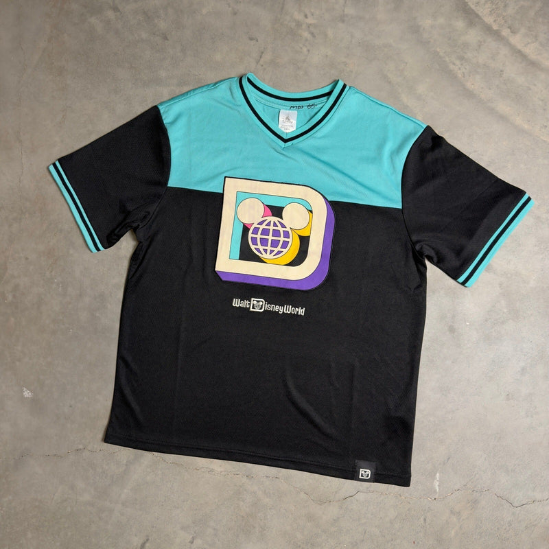 Disney Walt Disney World Jersey Shirt Mens Medium Black Teal