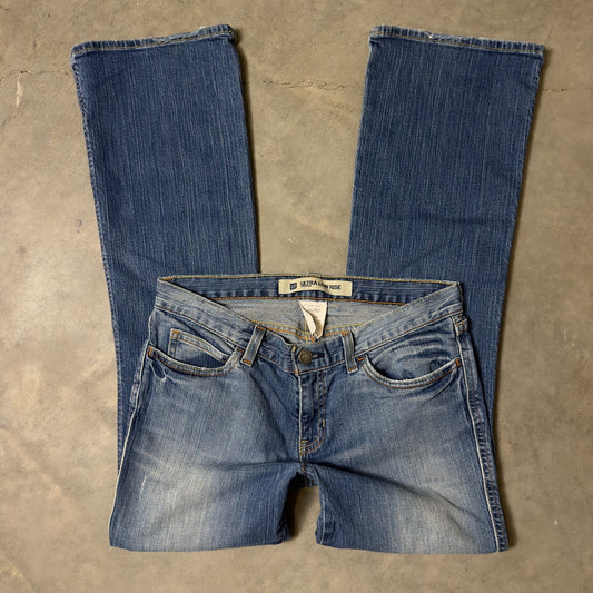 Gap Ultra Low Rise Bootcut Jeans Womens 8 Dark Wash Stretch