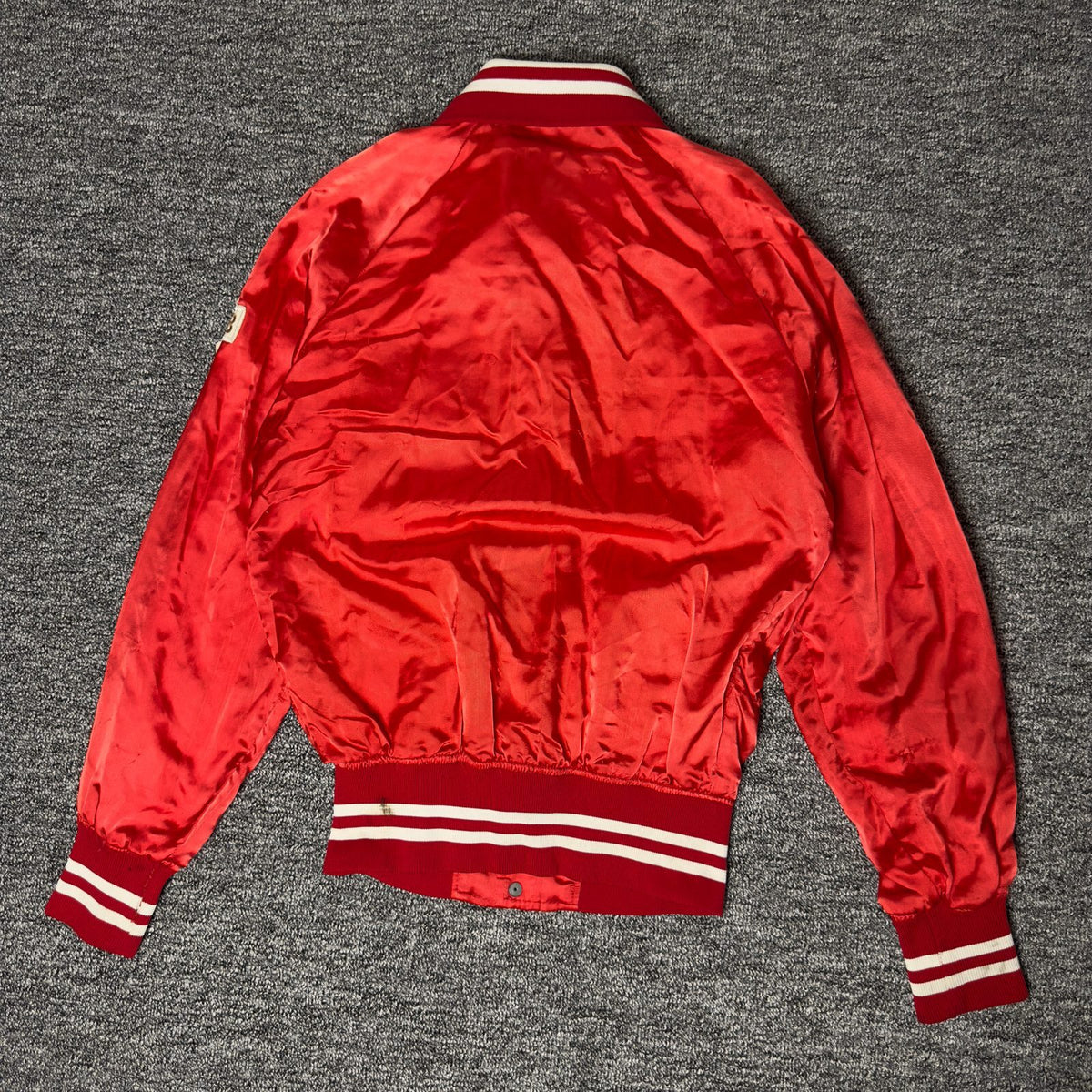 Elvis In Concert TCB Satin Bomber Jacket Red Snap Front